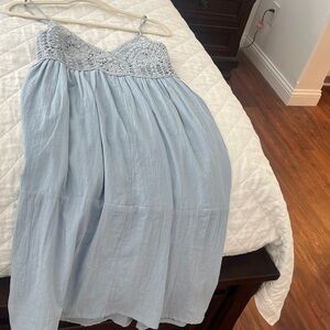 Light Blue Crochet Lace Trim Dress